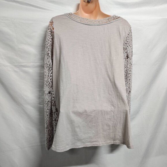 Sundance Boho Crochet Top Blouse Women Size S Gray Cotton - Picture 6 of 11